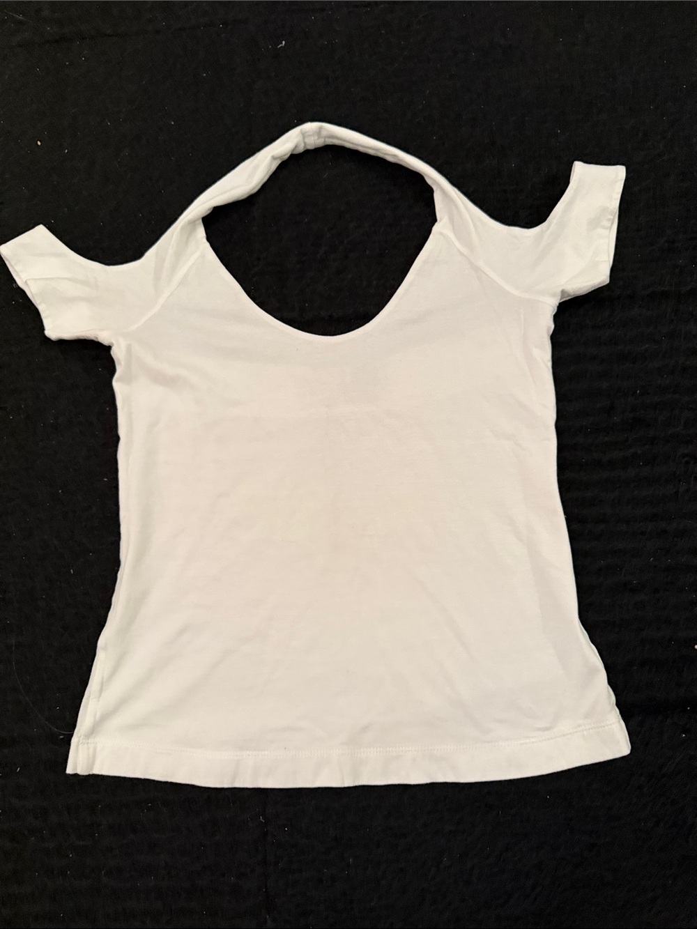 Armani Exchange White Cold-Shoulder Scoop Neck Crop Top